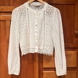 Zara White Eyelet Lace Blouse